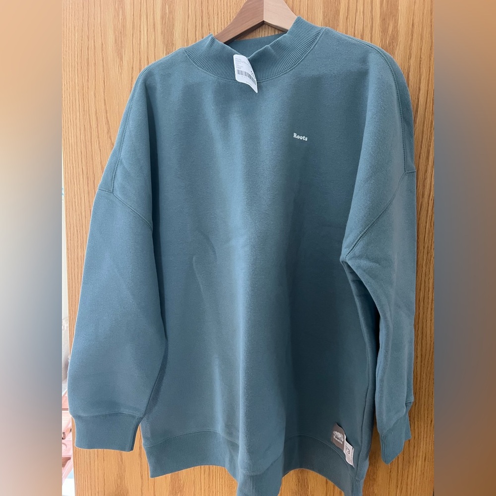 Roots Cloud Fleece Mockneck Crew Sweatshirt XXL - Eucalyptus Green